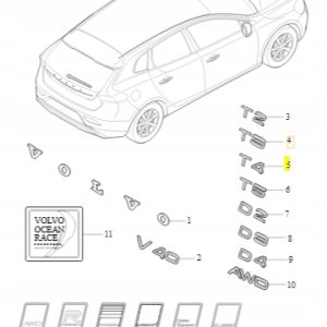 Emblemat 'T4' na tylną klapę Volvo 31323140 - obrazek 2