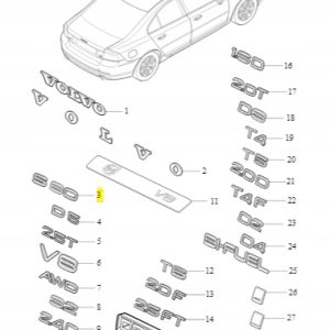 Emblemat 'S80' na tylną klapę Volvo 31333643 - obrazek 2