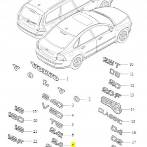 Emblemat '2.4' na tylną klapę Volvo 9447712 - obrazek 2