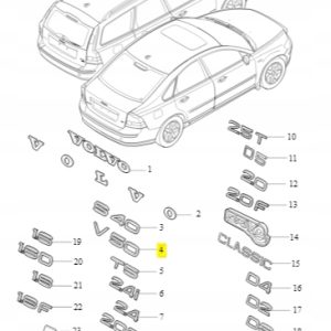 Emblemat 'V50' na tylną klapę Volvo 8620310 - obrazek 2