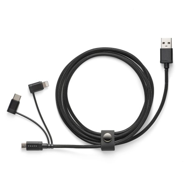 Ładowarka USB 3w1 czarna 1,5m Volvo