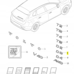 Emblemat 'D3' na tylną klapę Volvo 31323144 - obrazek 2