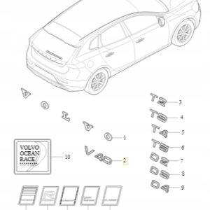 Emblemat 'V40' na tylną klapę Volvo 31265853 - obrazek 2