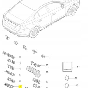 Emblemat '2.0T' na tylną klapę Volvo 9190103 - obrazek 2