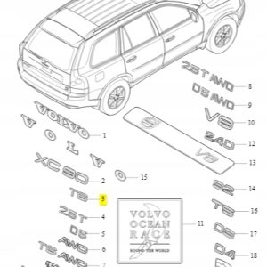 Emblemat T6 tylna klapa Volvo OE 9203330 - obrazek 2