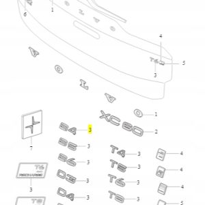 Emblemat 'B4' na tylną klapę Volvo 32274133 - obrazek 2