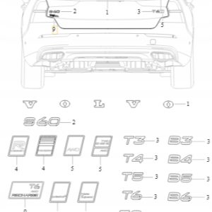 Emblemat T8 Recharge na tylną klapę Volvo 32328060 - obrazek 2