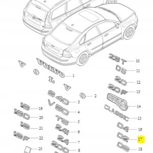 Emblemat 'D2' na tylną klapę Volvo 31333138 - obrazek 2