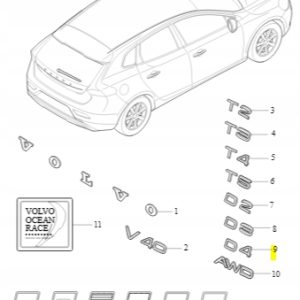 Emblemat 'D4' na tylną klapę Volvo 31323145 - obrazek 2