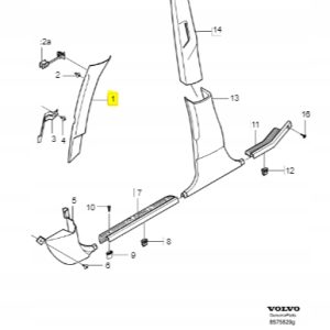 Prawy panel boczny słupka C Volvo S40 V40 30644051 - obrazek 2