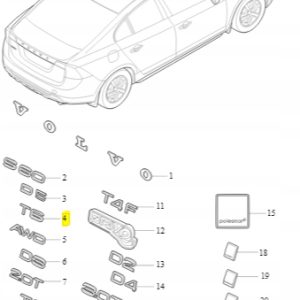 Emblemat 'T6' na tylną klapę Volvo 31333137 - obrazek 2