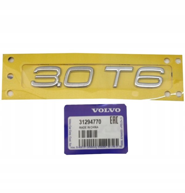 Emblemat '3.0 T6' na tylną klapę Volvo 31294770