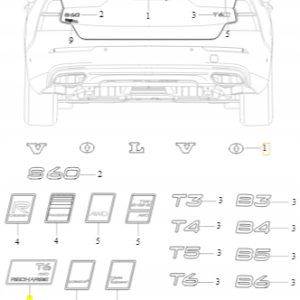 Emblemat T6 Recharge na tylną klapę Volvo 32328065 - obrazek 2