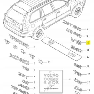Emblemat V8 mocowany na klape Volvo OE 8693955 - obrazek 2
