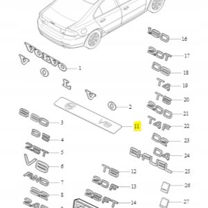 Emblemat 'V8' przedział silnikowy Volvo 30731838 - obrazek 2