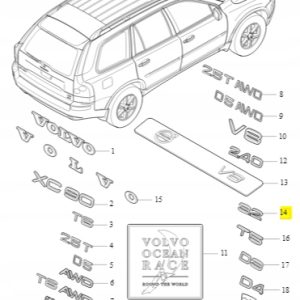 Emblemat "3.2" Volvo OE 8663696 - obrazek 2