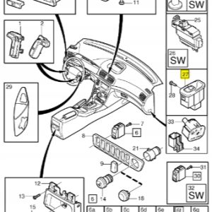 Przełącznik podnoszenia szyby Volvo S80 9476697 - obrazek 2